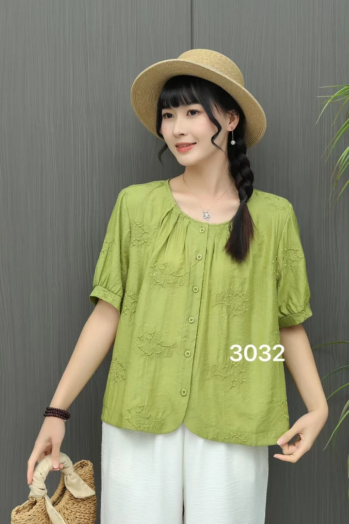 7134#夏季宽松百搭薄款精品妈妈装显瘦百搭遮肉中老年女装
