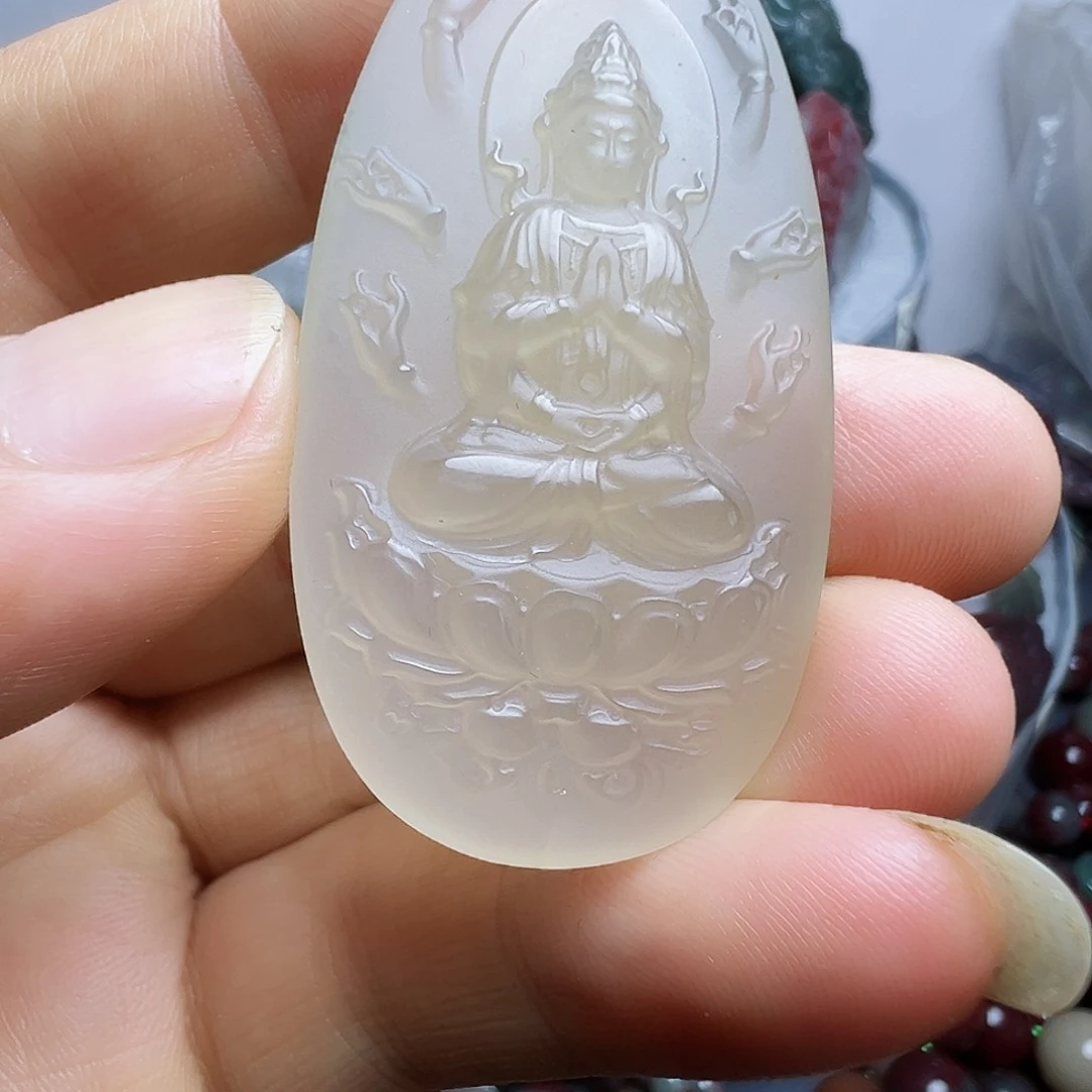 寂***烟玛瑙/玉髓平安扣未镶嵌