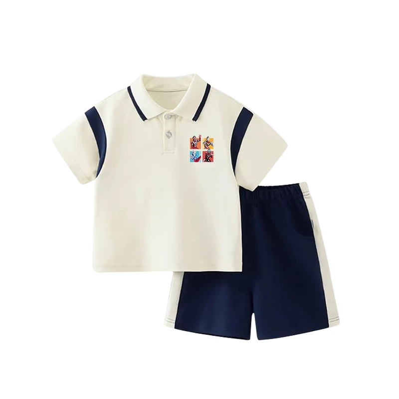 儿童奥特曼夏季短袖套装小童珠地棉透气两件套男童卡通T恤套装潮