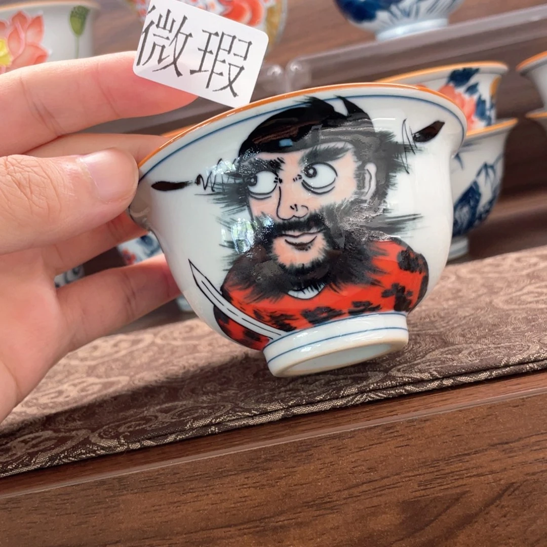釉下手绘茶具微瑕