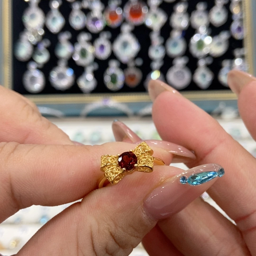 石榴石戒指银S925镶嵌