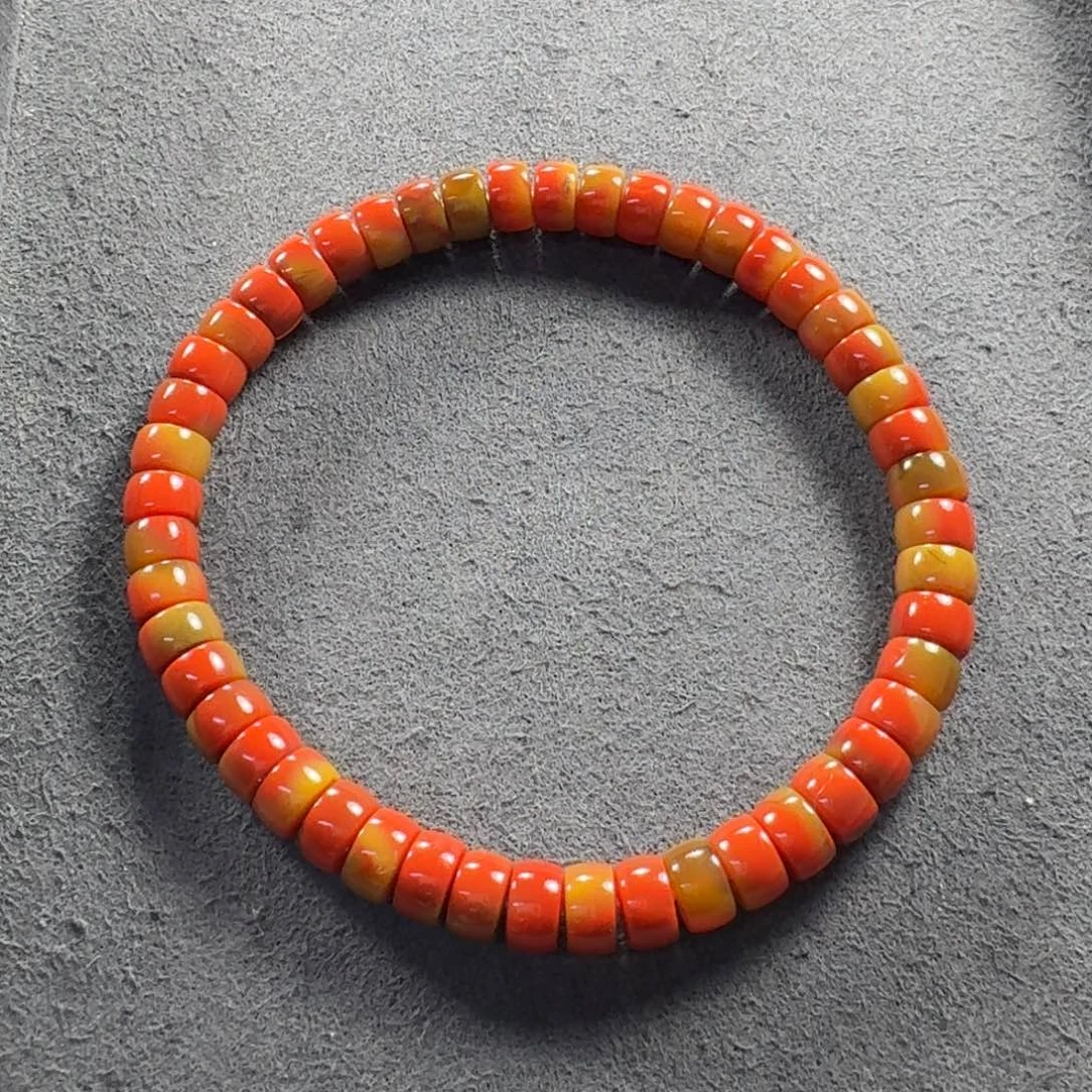 南红玛瑙未镶嵌包浆手串尺寸6.2