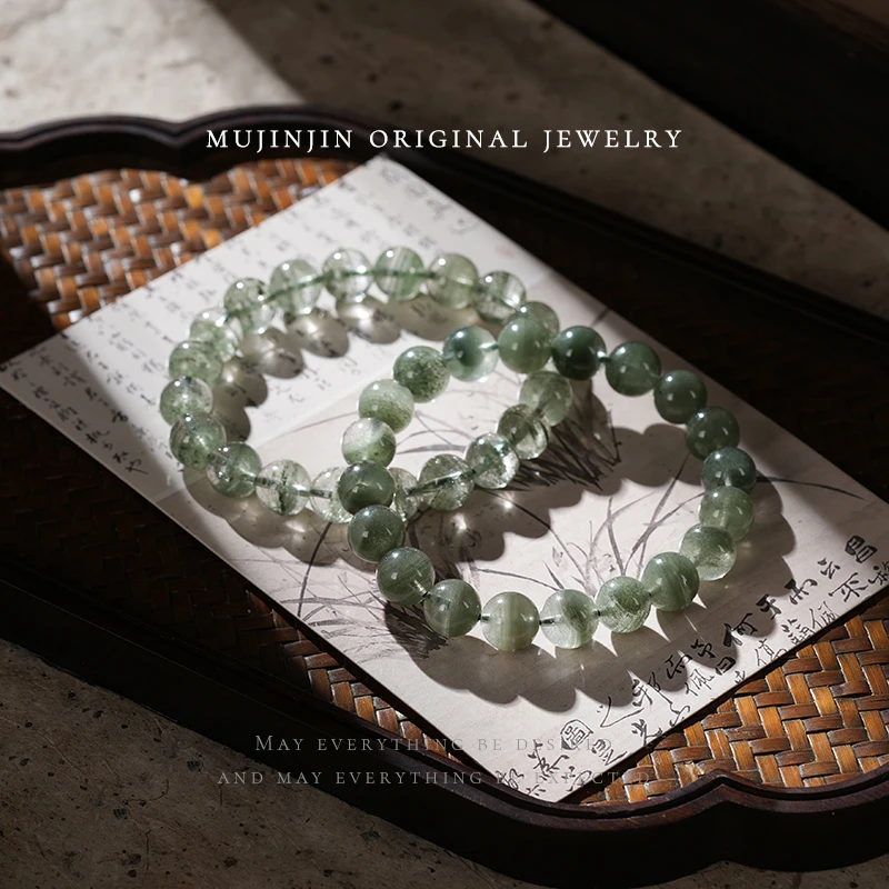 天然绿幽灵水晶手串女款约9m送女朋友礼物手链YW1686多样性发一