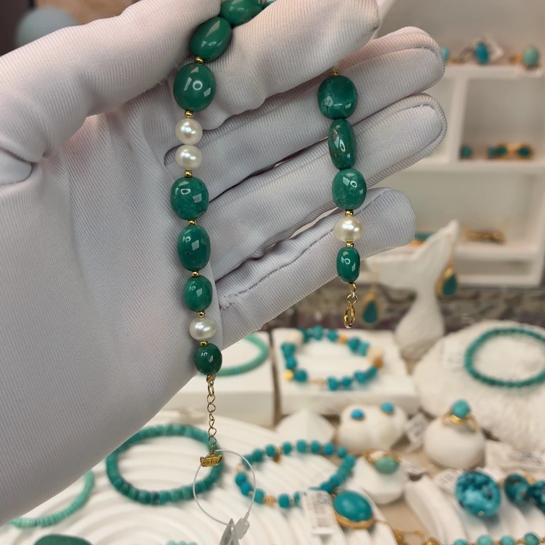 18K金镶嵌绿松石手链