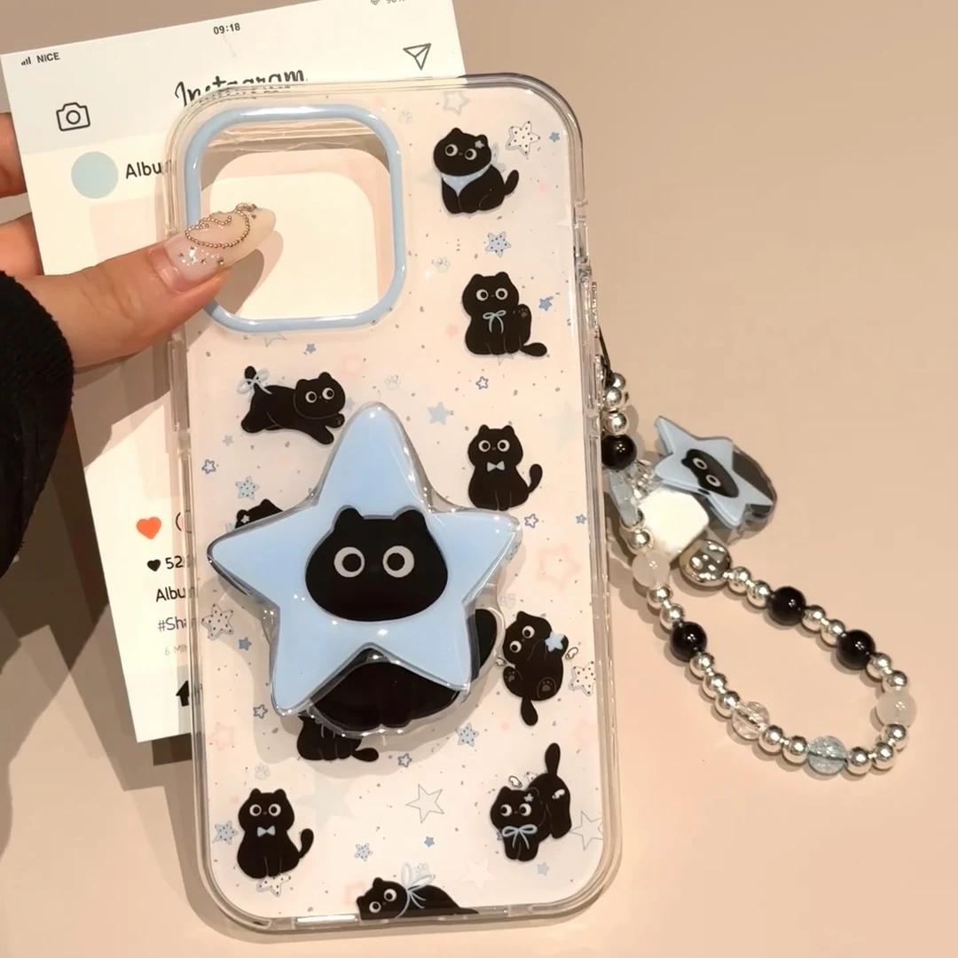 黑猫蓝星适用苹果iphone小米15/14/13promax防摔vivo华为oppo