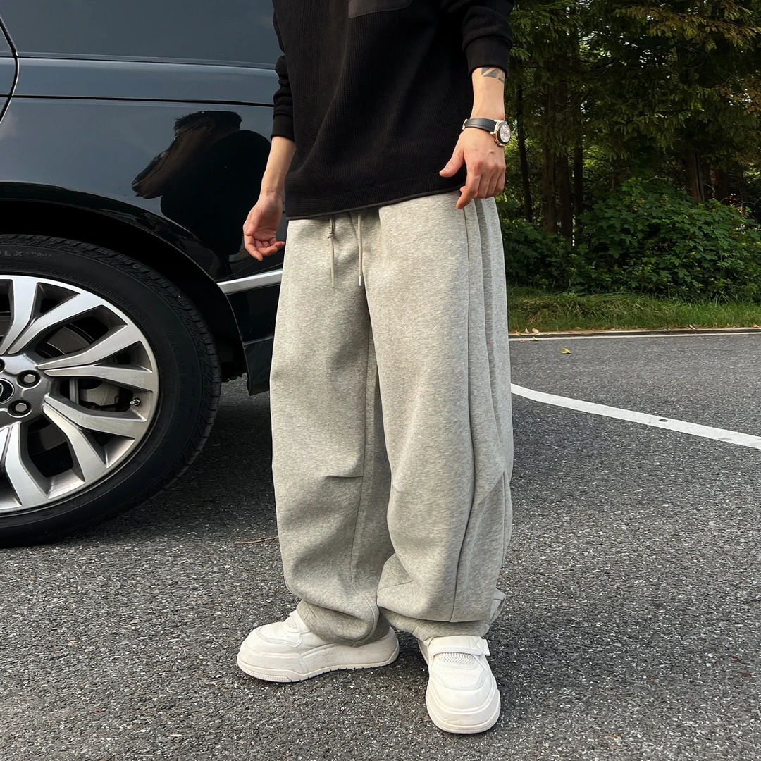 XDZZ二狗25ss秋季韩式慵懒松弛感立体剪裁宽松直筒休闲卫裤F1668