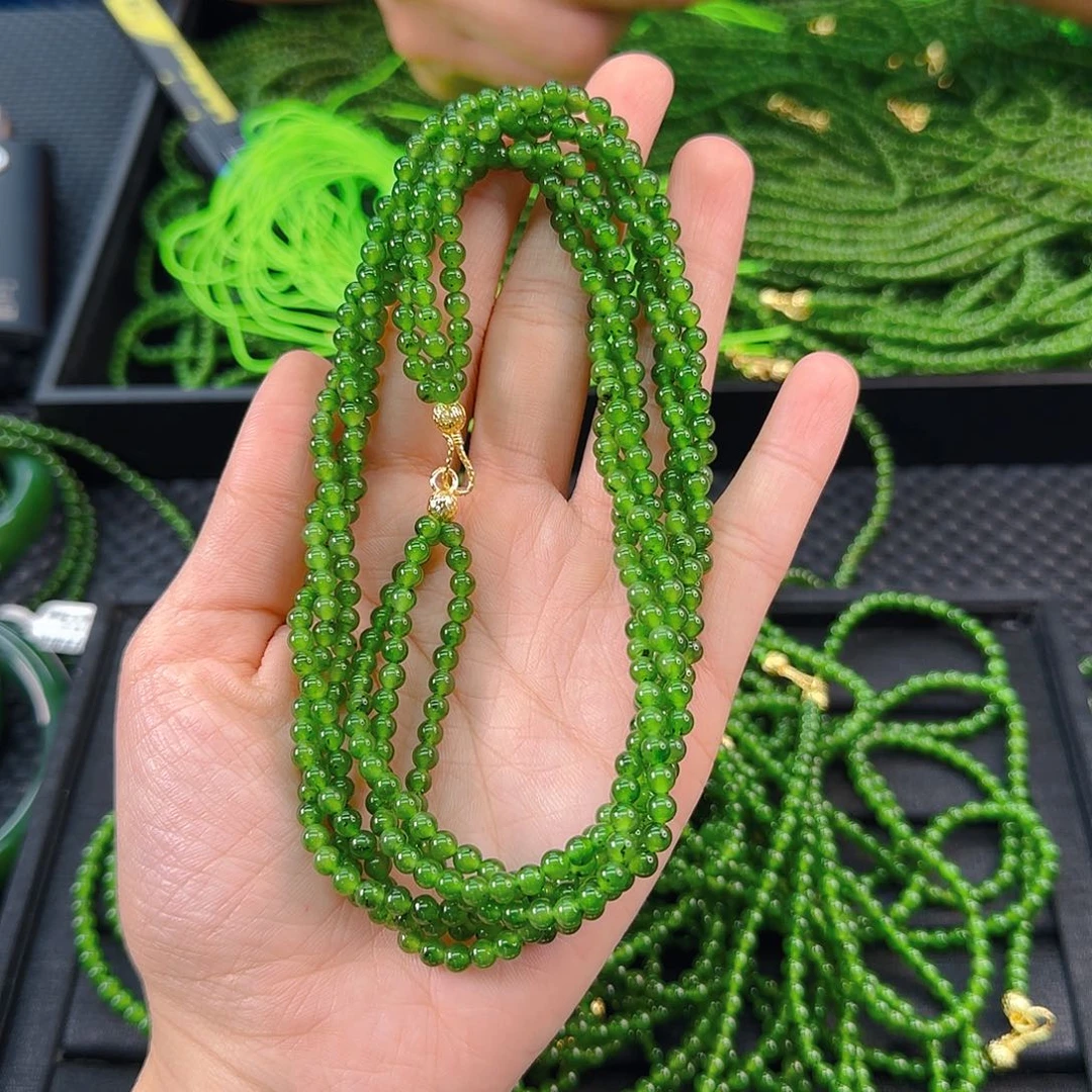 颈饰未镶嵌和田玉碧玉小米链扭扭链卡4