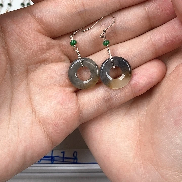 银S925镶嵌翡翠耳饰