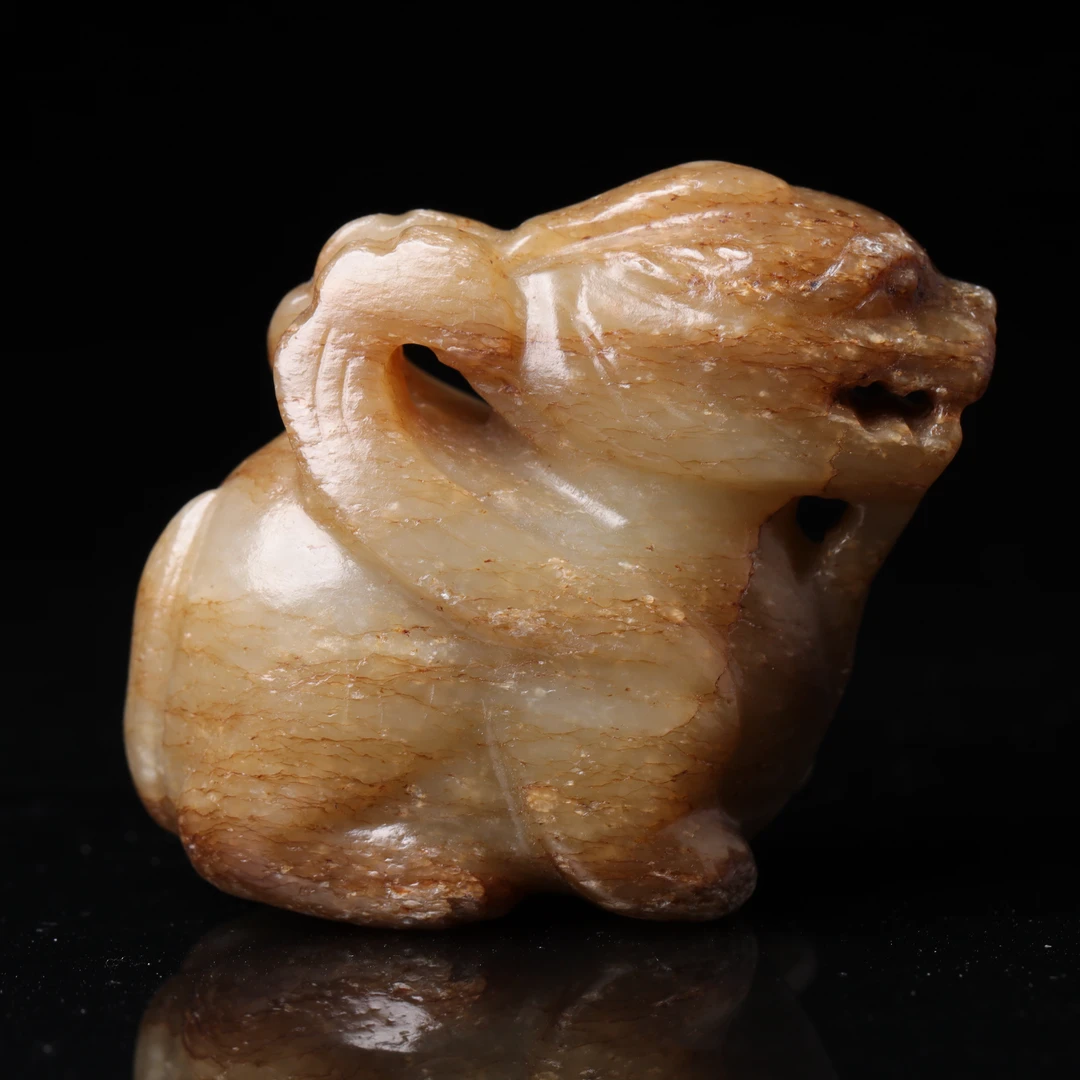 明代和田玉瑞兽把件