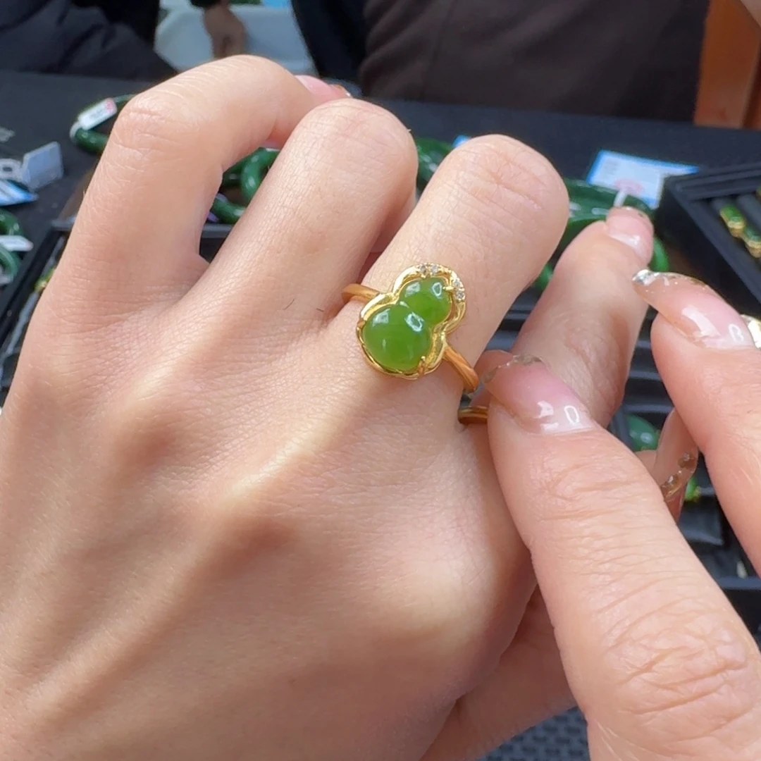 和田玉（碧玉）戒指银S925镶嵌