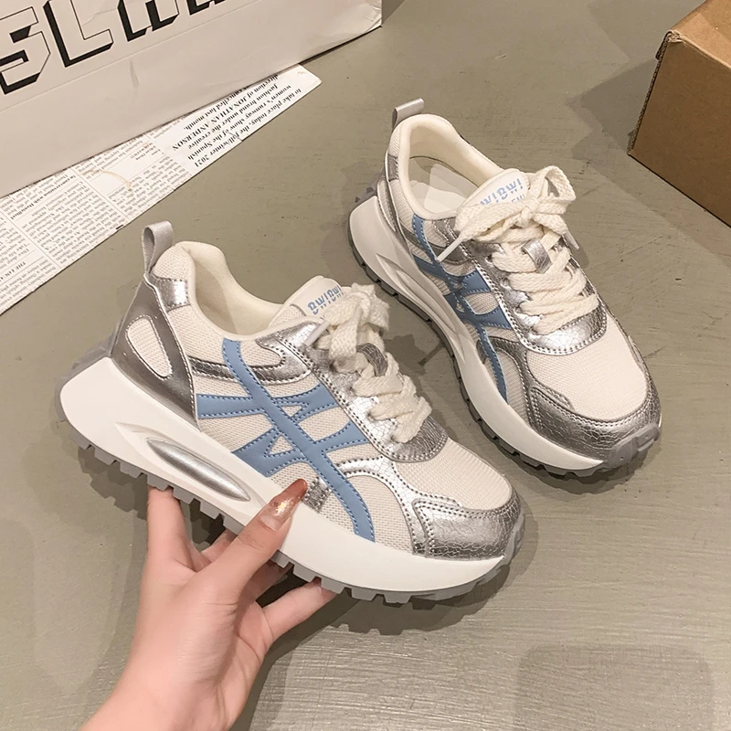 2025年夏季女鞋新款增高显高显瘦阿甘鞋百搭德训鞋厚底韩版