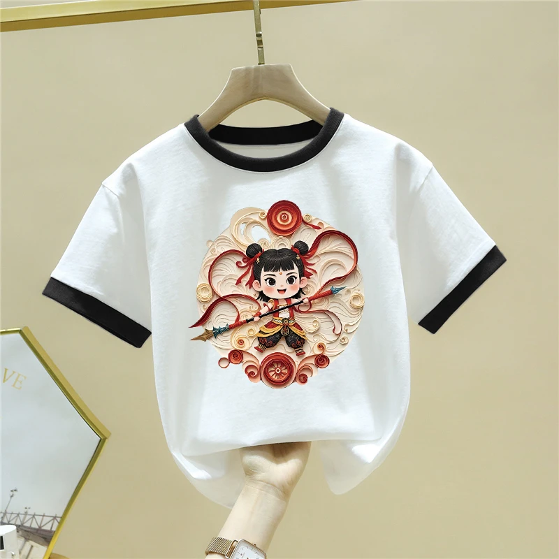 100%纯棉哪吒男童女童短袖T恤夏季新款儿童宝宝卡通半袖上衣童装