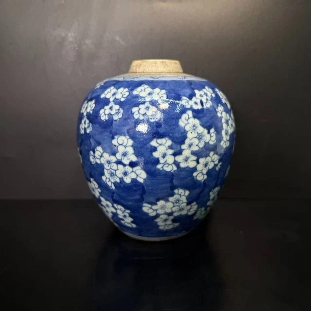 Lot55青花冰梅纹罐‌-清代年制款高16cm-YC12080005001030