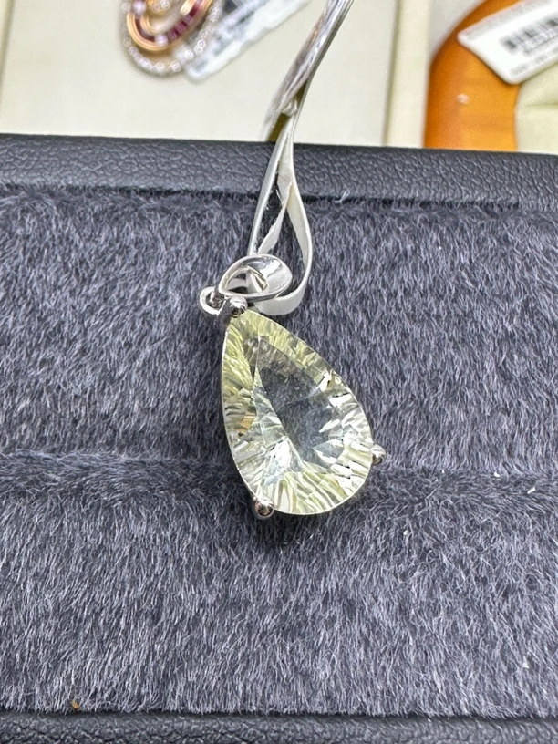 天然黄晶吊坠18 K金