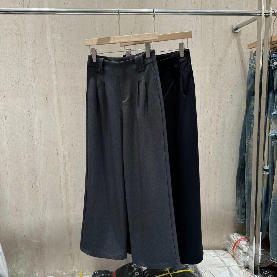 高级感灰色西装裤女秋季2025新款直筒宽松显瘦裤子垂感拖地阔腿裤