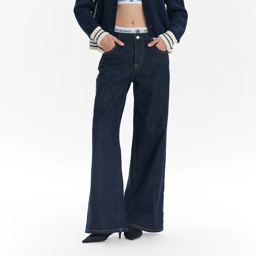 CALLED BACK【曼哈顿夜】秋季新款潮流高腰直筒双腰头牛仔裤女