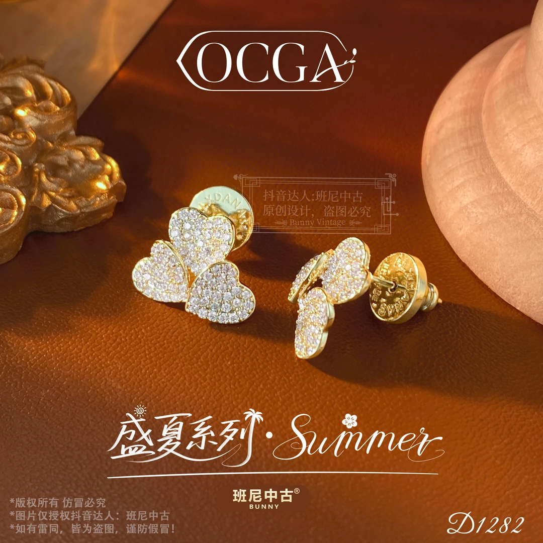 镀K金D1282法★【心之落叶】OCGA 欧斯伽斯限定耳钉