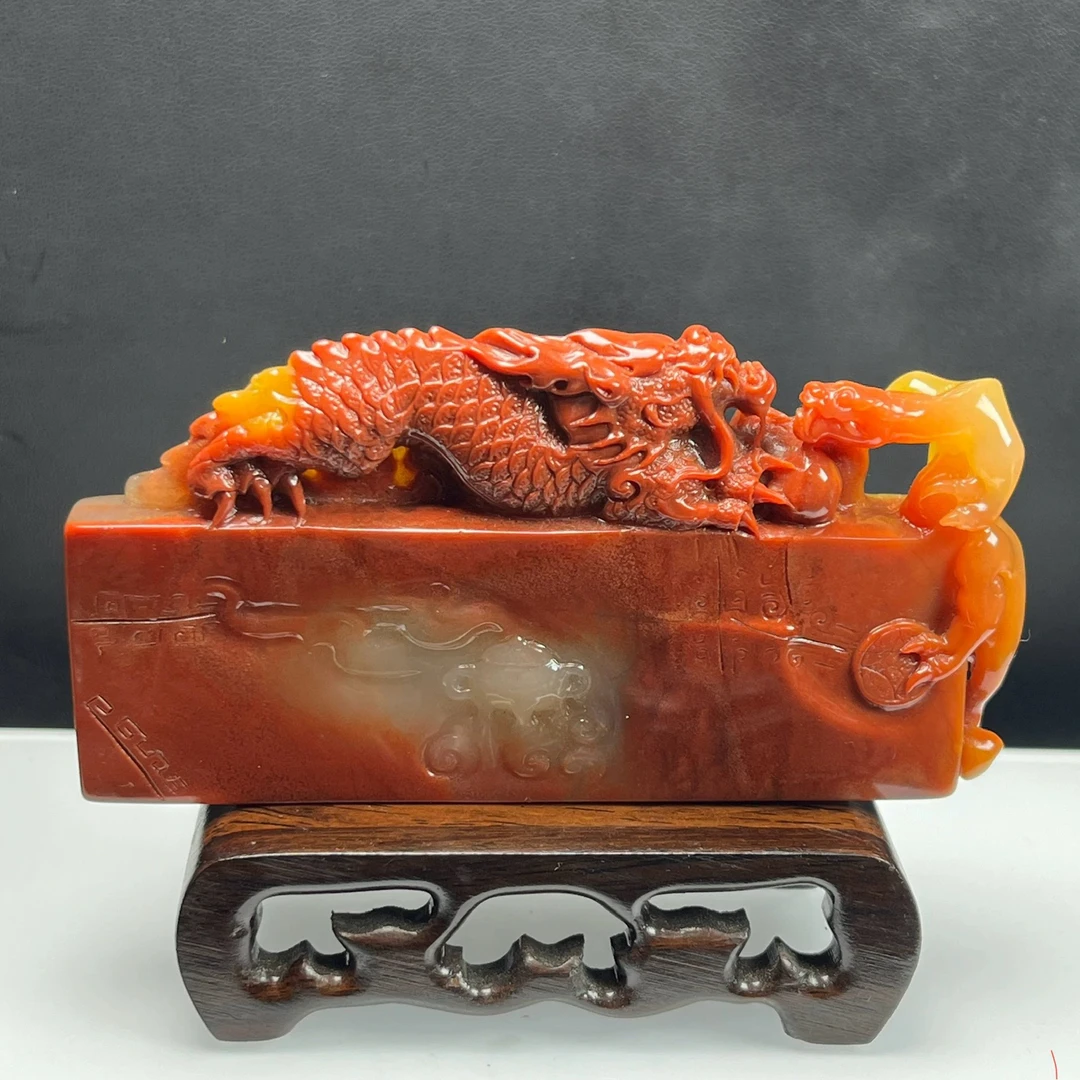 天然玉石精品珠宝云南黄龙玉茄子山望子成龙摆件 腰牌 手牌手玩件