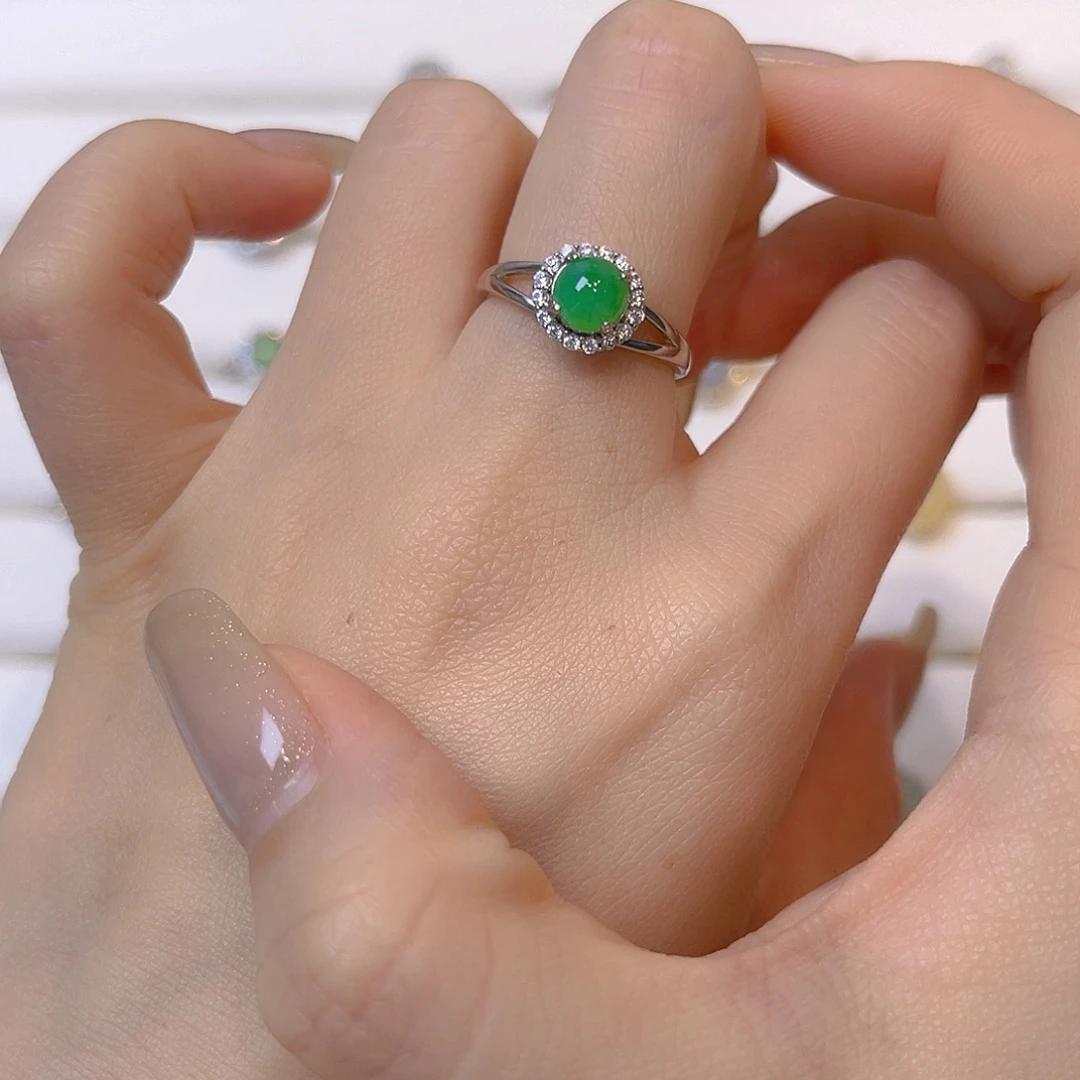 翡翠银S925镶嵌戒指