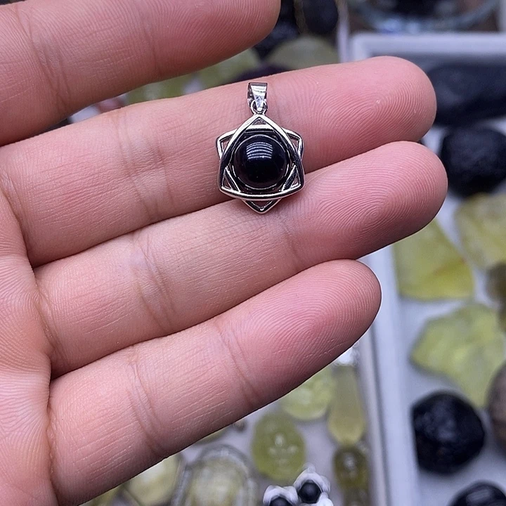 玻璃非金属西藏六芒星转运珠吊坠