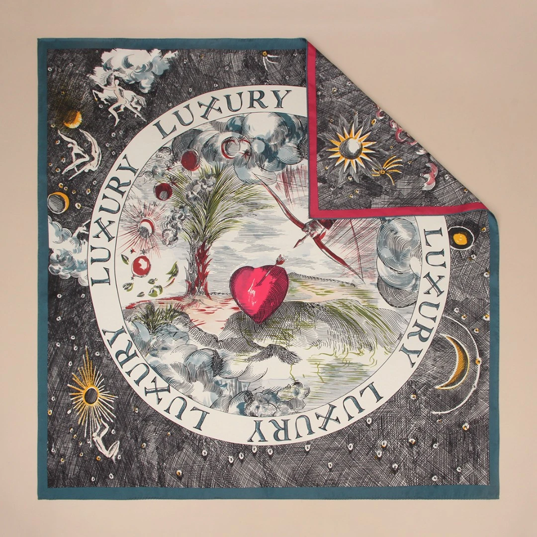 LUXURY【莱克诗瑞】星芒恋心-22姆米双面桑蚕丝斜纹绸方巾丝巾90*90