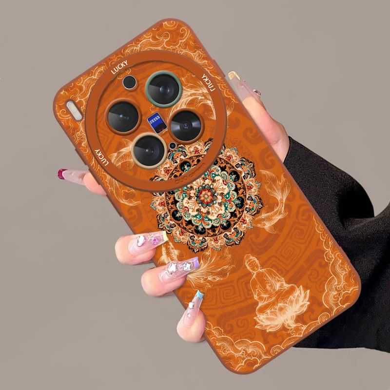星宇橙禅莲锦鲤适用vivox300手机壳x200pro国风x100s复古创意外壳