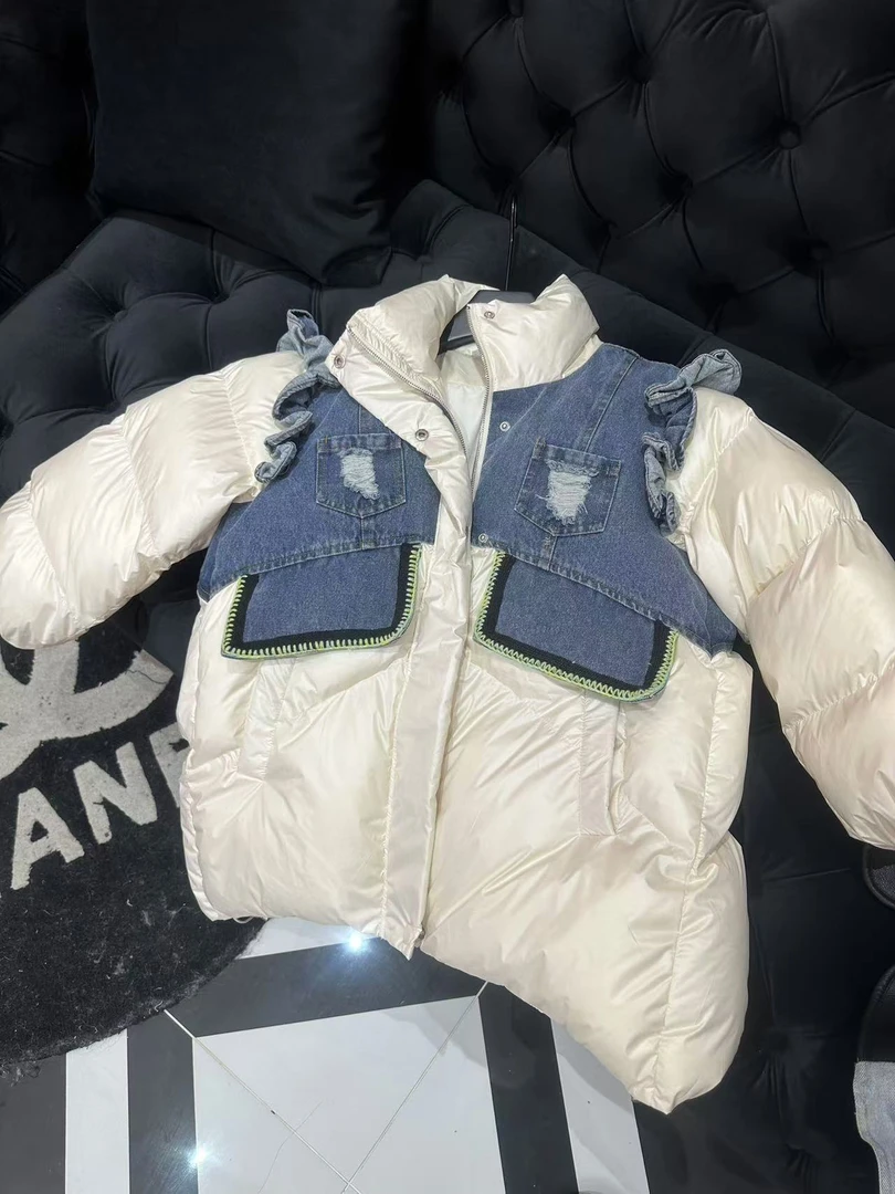 时尚风棉服秋冬洋气单排拉链保暖手塞棉外套小飞袖k089