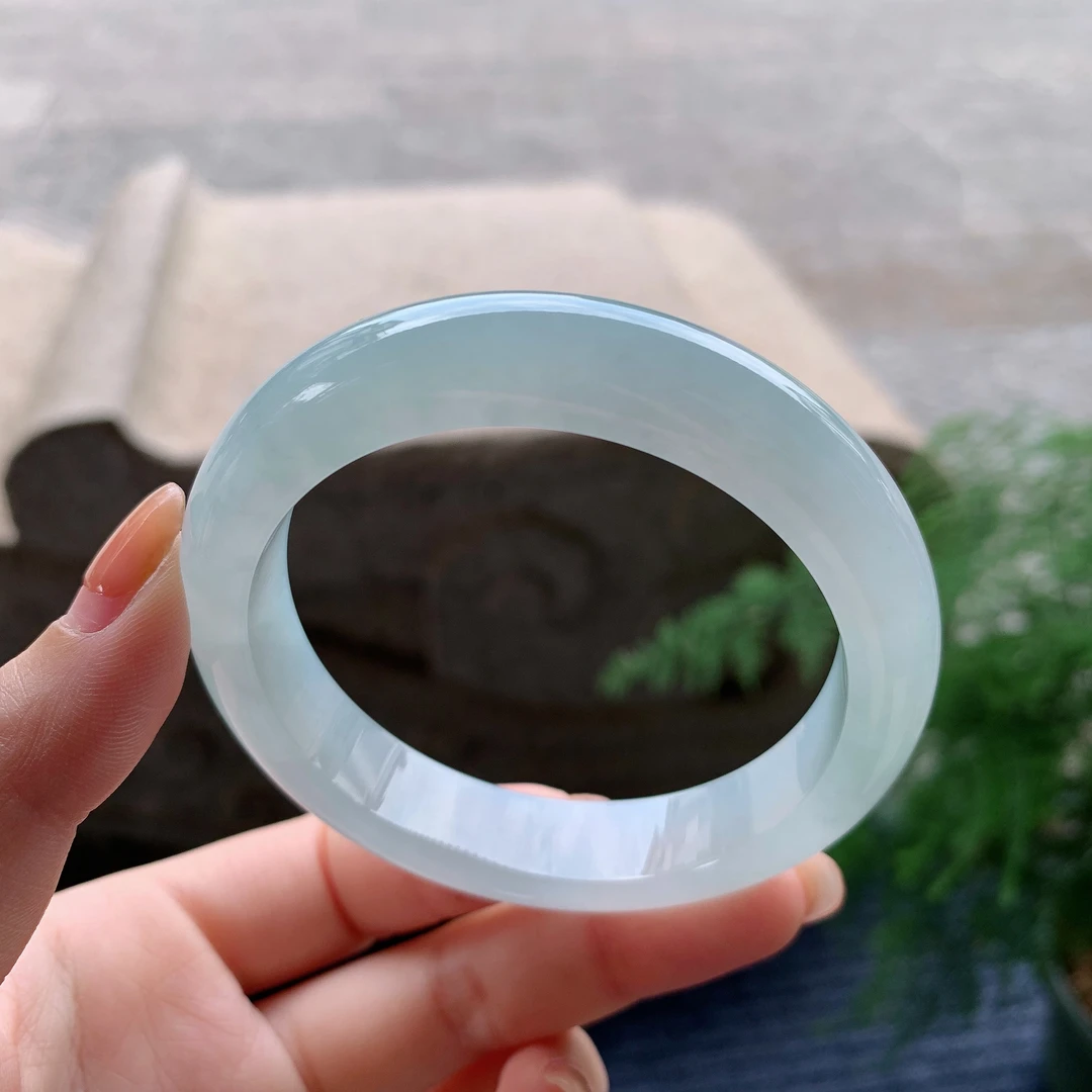 天然A货翡翠玉手镯圈口55正圈细糯AC10051445