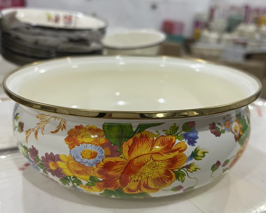 24公分依兰花搪瓷如意盆