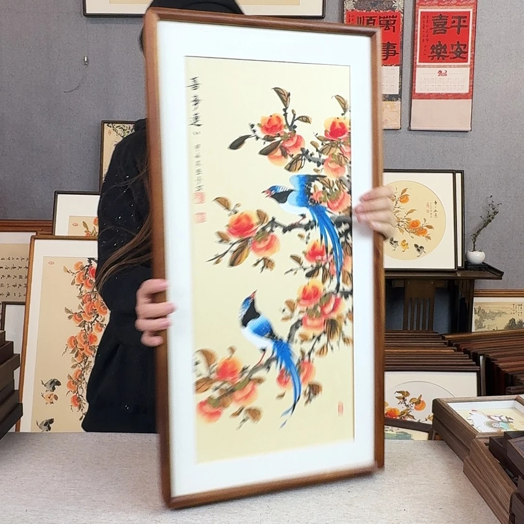 书法手绘带框尺寸： 36*69