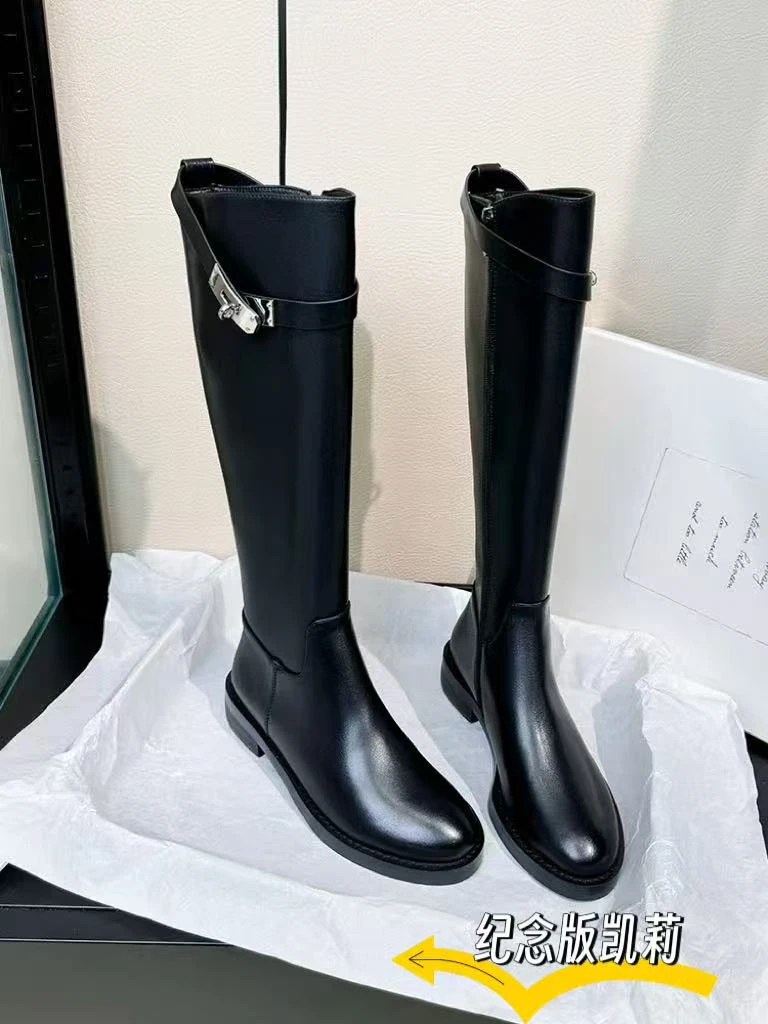 蓉姐专属～增高3cm皮带边扣女靴百搭长筒长靴冬季时尚女靴9005-1