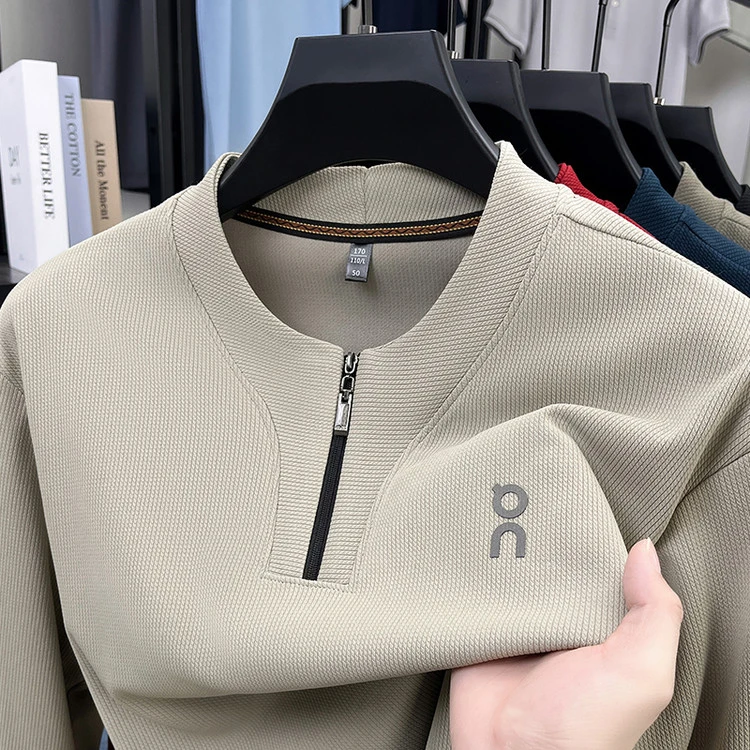老爷车2025年春秋季新款男士小V领休闲纯色百搭拉链圆领卫衣