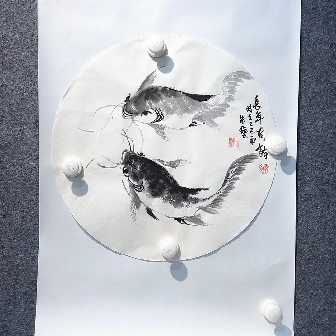 国画纯手绘画心原创