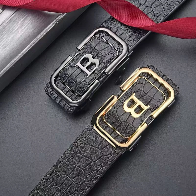 皮带男时尚百搭简约大方无牙自动扣商务休闲裤腰带