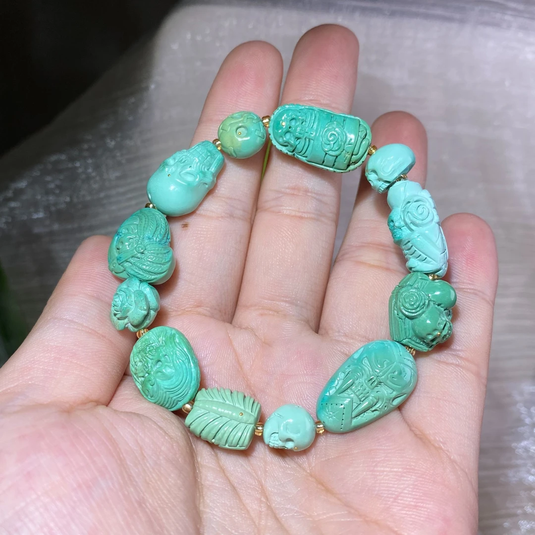 【慧子】品众珠宝气质百搭DIY时尚简约骷髅多宝绿松石手链