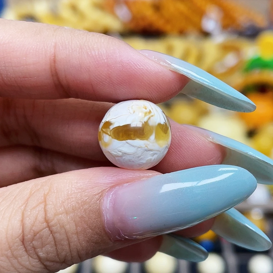 未镶嵌琥珀珠宝奇石12.7mm圆珠瑕