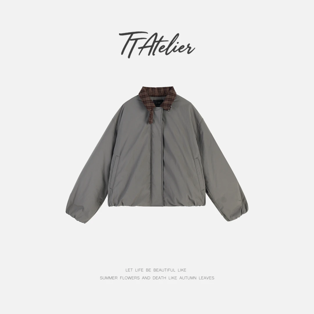 TT设计师【故都的冬】复古感时尚领子拼接白鹅绒羽绒服TT191602