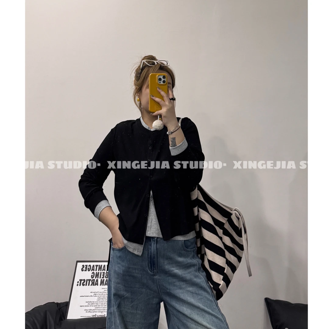 「xin:微胖大码」高弹拼接假两件T