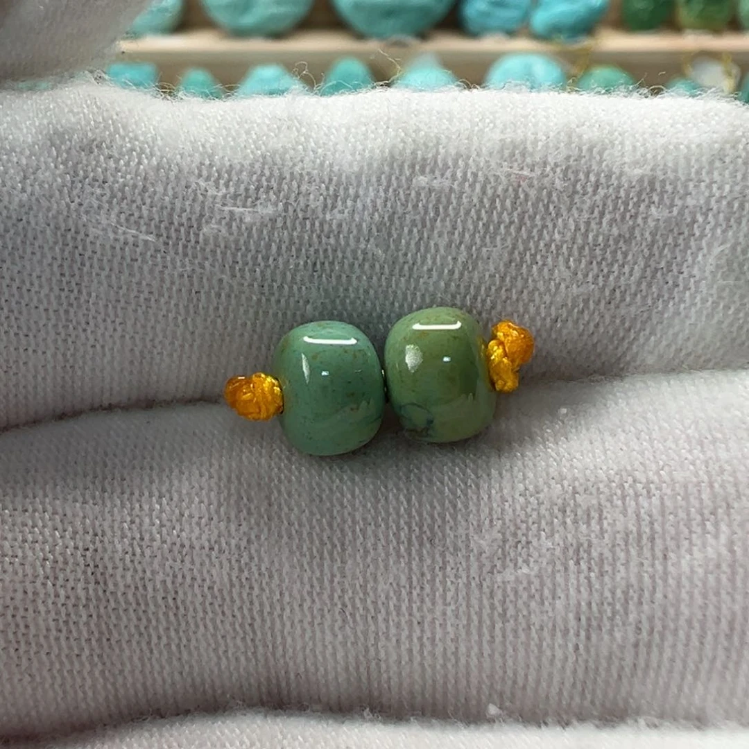 未镶嵌绿松石老型对珠 6.5x4.8mm