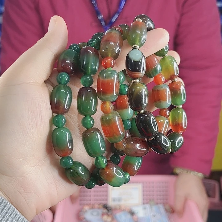 玛瑙手链未镶嵌丅15七彩盐源发其一
