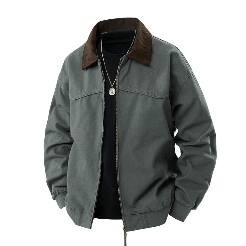 美式vintage复古底特律工装夹克男士春秋棒球服痞帅短款宽松外套