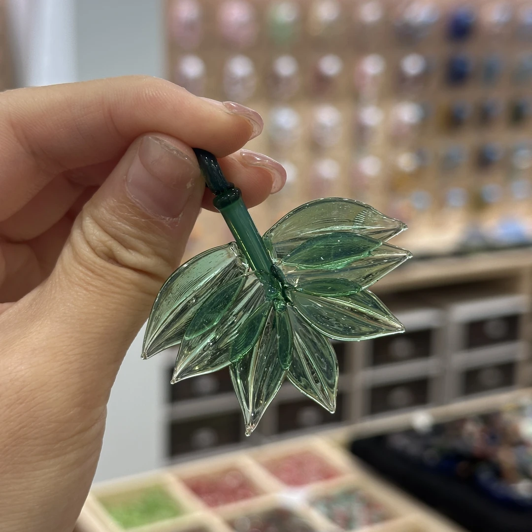 【敢敢烧琉璃专属】绿柚叶进口料纯手工琉璃吊坠