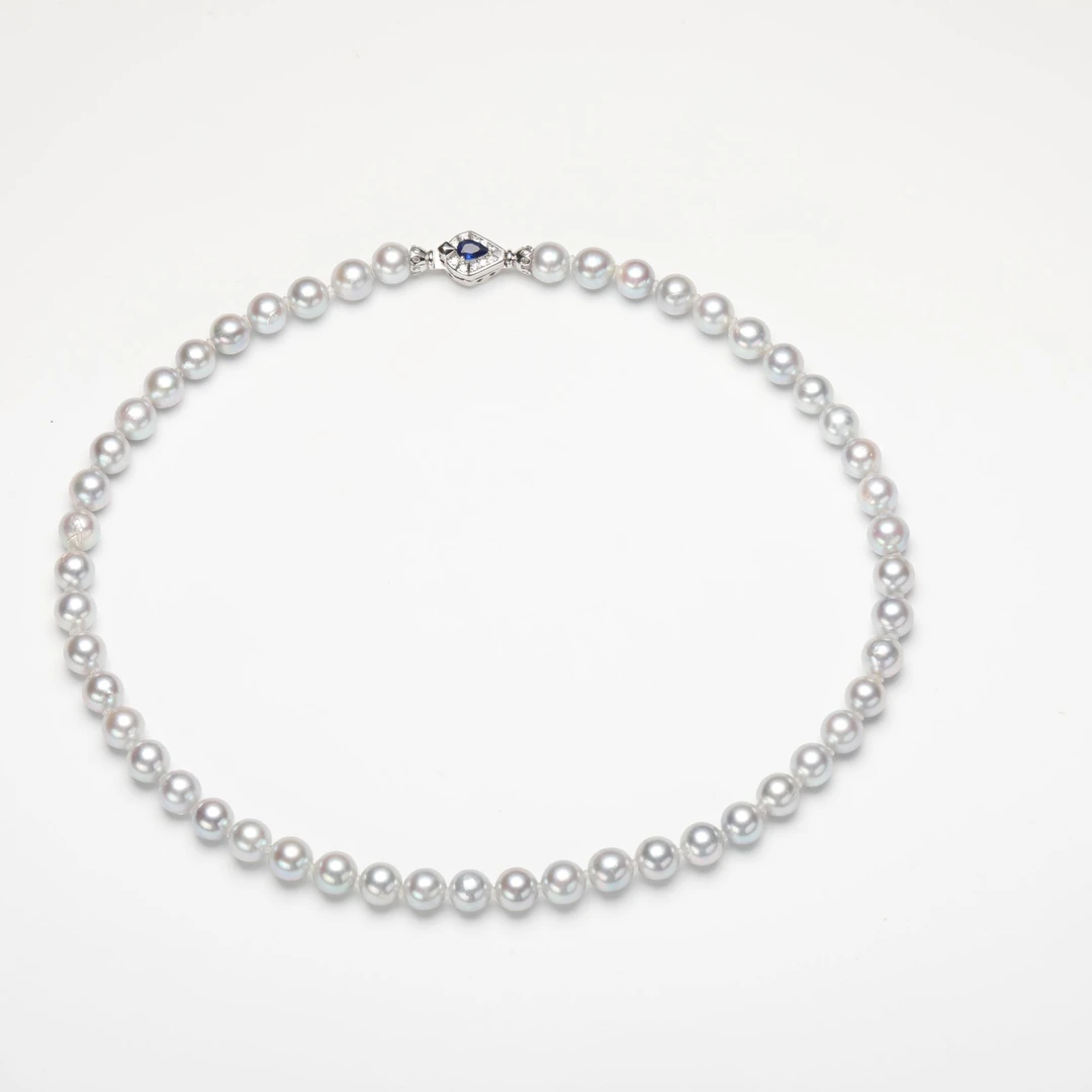 【婕妤甄选】 S925银7-8mm海水极强光真多麻珍珠项链 星空经典时尚