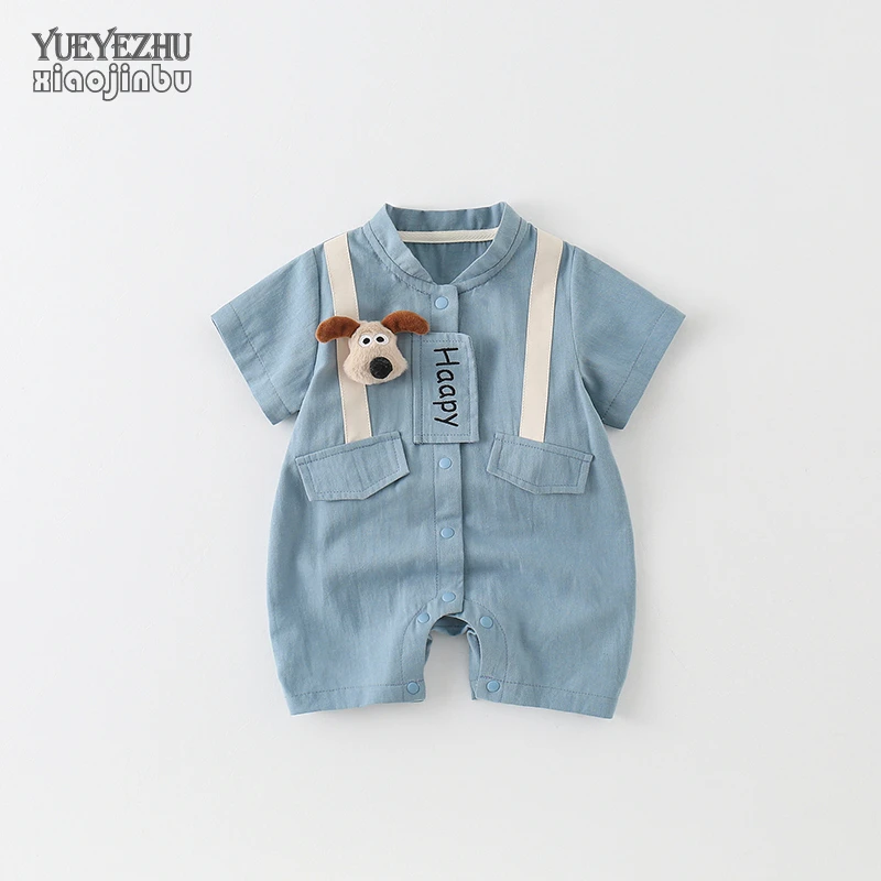 网红婴儿衣服夏季薄款短袖连体衣男宝宝夏装洋气可爱哈衣新生儿潮