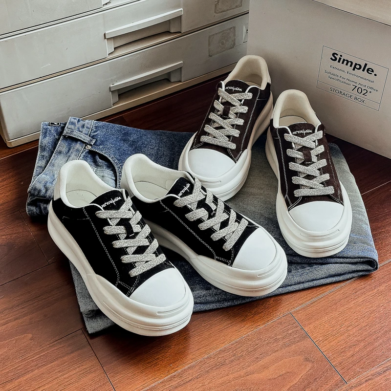 2025增高厚底男鞋四季款高级小众平板休闲鞋802