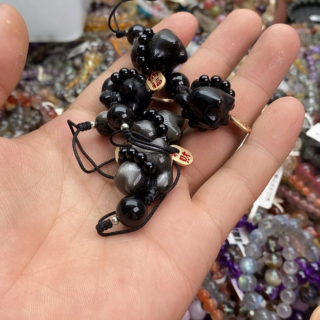 黑曜岩未镶嵌手链手链