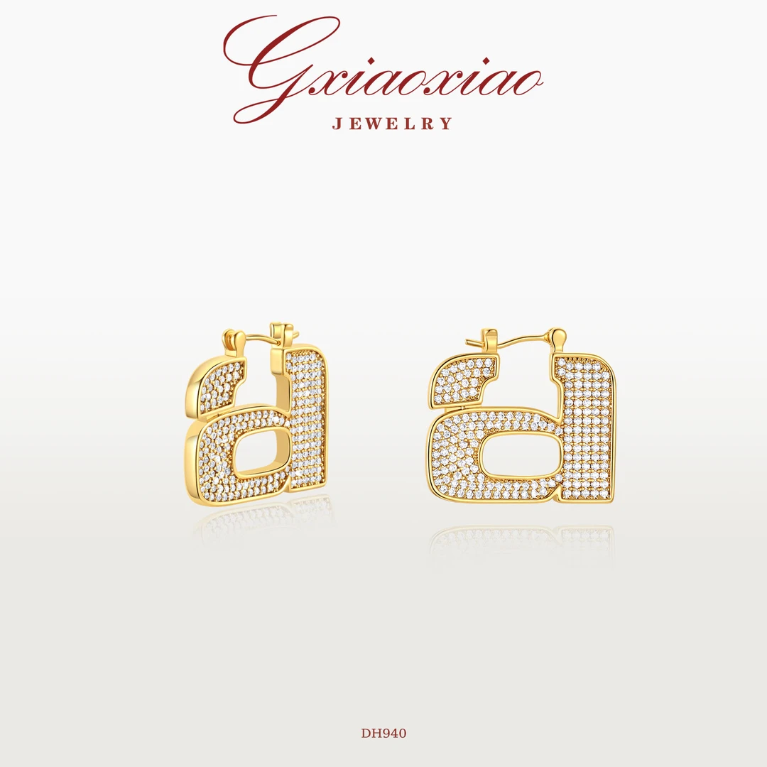 镀K金 925银针 法式气质高级百搭设计款字母a耳环 DH940