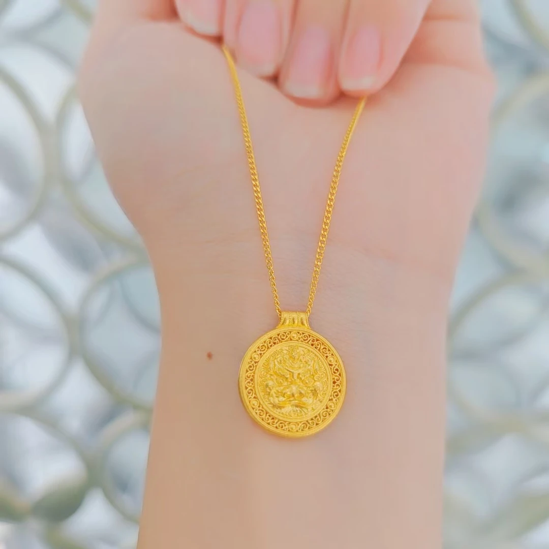 足金999花丝独角貔貅黄金套链时尚百搭黄金首饰项链