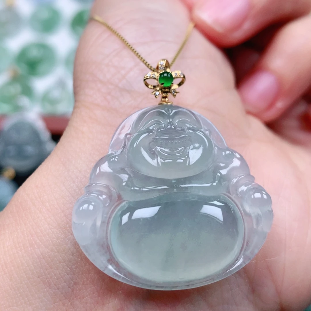 翡翠吊坠(不含链)18K金镶嵌