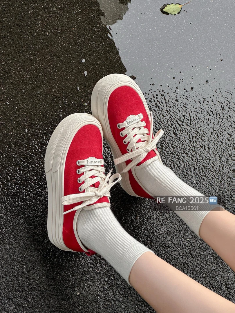 系带 多巴胺纯色圆头交叉绑带帆布鞋学生百搭小白鞋日系复古ins